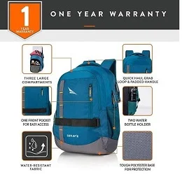 Lunar’s Bingo – 48 L Laptop Office/School/Travel Backpack Water Resistant with 1 Year Warranty for Rs.899 @ Amazon