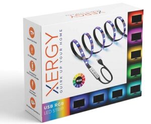 XERGY USB 5V 5050 RGB LED Flexible Strip Light Multi-Color Changing Lighting Kit, TV Background Lighting with Mini Controller for TV PC Laptop Bias Lighting (1 Meter for TV's Upto 28")