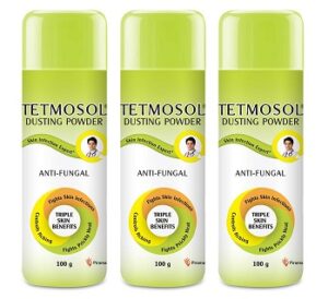 Tetmosol Anti-fungal Dusting Powder fights skin infections, prickly heat, itching (3x100gms) for Rs.250 @ Amazon