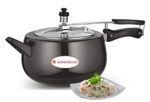 Wonderchef Raven Hard Anodized Pressure Cooker with Inner Stainless Steel Lid Set, 3 Litres