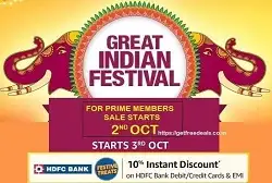 Amazon Great Indian Festival: Deep Discounted Deals & Offers+10% Extra off with HDFC Debit/Credit Card