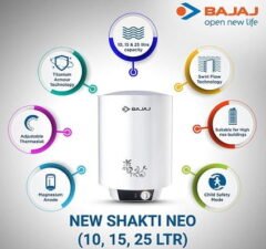 Bajaj New Shakti Neo Plus 15L Metal Body 4 Star Water Heater with Multiple Safety System