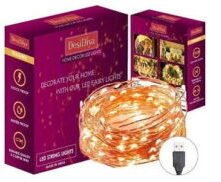 DesiDiya Copper Fairy String Lights with USB Powered Led Light (10 Meter) for Rs.251 @ Amazon