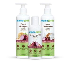 Mamaearth Anti Hair Fall Spa Range with Onion Hair Oil + Onion Shampoo + Onion Conditioner for Hair Fall Control