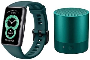 HUAWEI Band 6 Fitness Tracker Smartwatch, 1.47''AMOLED Color Screen, SpO2, 14 Days Battery Life (Green) + Free Huawei Mini Speaker CM510 
