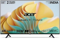 Acer 139 cm (55 inches) I Series 4K Ultra HD Android Smart LED TV with 2 Yr Warranty for Rs.29999 @ Amazon (with ICICI Credit Card Rs.28249)