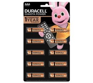 Duracell Chota Power AAA Alkaline Batteries, LR03/MN2400 – Pack of 10 worth Rs.220 for Rs.180 @ Amazon