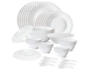 Larah by Borosil Plain White Silk Series Opalware Dinner Set, 35 Pieces for Rs.1699 @ Amazon