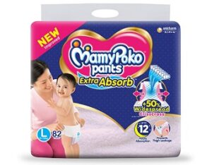 MamyPoko Pants Extra Absorb Diaper – Large Size, Pack of  82 for Rs.744 @ Amazon