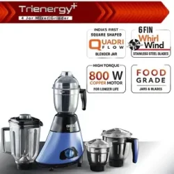 Usha Trienergy Plus Mixer Grinder 800 Watt Copper Motor (4 Jars) for Rs.4475 @ Amazon