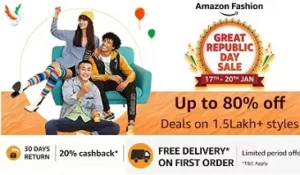 Amazon Fashion: Top Brands, Wide Selection, Best Deals, Latest Collections, Easy Returns + 20% cashback on 1st order with Free Delivery