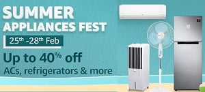 TV, Refrigerator, AC & Mobile Accessories Sale up to 40% off + 10% Off on HDFC Debit / Credit Cards @ Amazon (Valid till 28th Feb)