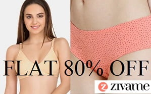 Zivame – Big Sale Flat 80% Off on Women’s Innerwear + Extra Rs.250 Off For New Users