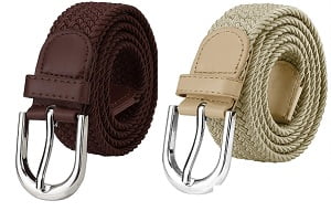 MUTAQINOTI Stretchable Braided Belts For Men and Women with Leather Ends for Rs.284 @ Amazon