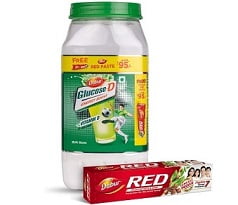 Dabur Glucose-D Energy Boost with Vitamin D – 1 Kg with Dabur Red Paste 200 g Free for Rs.183 @ Amazon