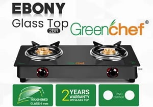 Greenchef Ebony Glass Manual Gas Stove (2 Burners)
