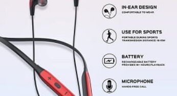 I Neck -20 Bluetooth Wireless Neckband, 16 Hrs Playback with Mic, Noise Cancellation, Flexible, Crystal Clear Audio, Bass Sound for Rs.399 @ Amazon