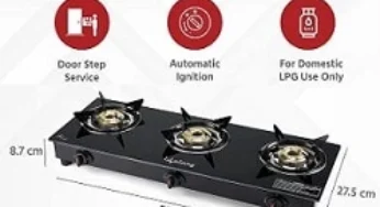 Lifelong LLGS303 Auto Ignition, High Efficiency 3 Burner Gas Stove with Toughened Glass Top, ISI Certified for Rs.2099 @ Amazon