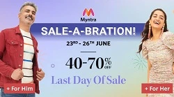 Myntra Sale-A-Bration: Men & Women Fashion Styles – 40% to 70% off (Last Day)