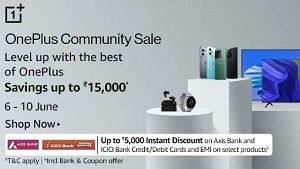 OnePlus Community Sale On Mobile, TV & Accessories: Up to Rs.15000 Off + Up to Rs.5000 Off with Axis & ICICI Bank Card