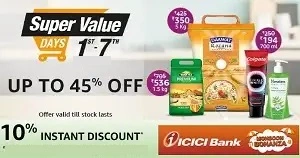 Amazon Fresh Super Value Days: Shop for Groceries Min worth Rs.2500, Get 10% Off on ICICI Credit Card