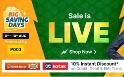 Flipkart Big Saving Days: Up to 80% off +10% Extra off via ICICI / KOTAK Cards