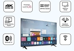 Croma 127cm (50 Inch) 4K Ultra HD Smart TV (WebOS, Dolby Audio) for Rs.25990 + 10% Cashback on ICICI Credit Card EMI @ Croma