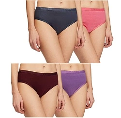 Lux Cozi for Womens Plain Cotton Hipster Panties (Pack of 4)