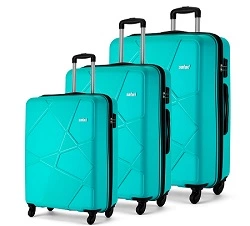 Safari Pentagon 3 Pcs Set Polypropylene Cyan Hardsided Luggage, 4 Wheel Trolley Bag for Rs.6999 @ Amazon