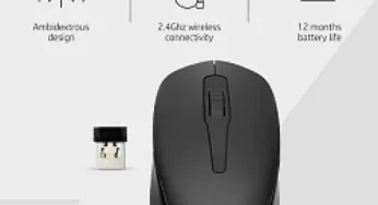 HP 150 Wireless Mouse with Ergonomic and ambidextrous Design, 1600 DPI Optical Tracking, 2.4 GHz with 3 Yrs Warranty for Rs.345 @ Amazon