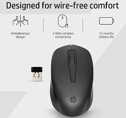 HP 150 Wireless Mouse with Ergonomic and ambidextrous Design, 1600 DPI Optical Tracking, 2.4 GHz with 3 Yrs Warranty for Rs.345 @ Amazon