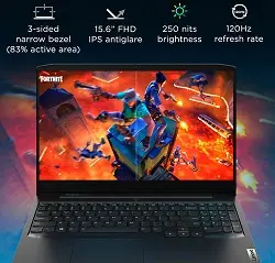 Lenovo IdeaPad Gaming 3 Intel Core i5 10th Gen 15.6" (39.62cm) FHD IPS Gaming Laptop (8GB/ 1TB HDD + 256GB SSD/ 4GB NVIDIA GTX 1650/ 120Hz/ Windows 10