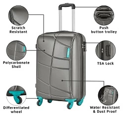 Safari Crypto 55 Cms Polycarbonate Luggage, Gunmetal Cabin 4 Wheels Hard Suitcase for Rs.2499 @ Amazon