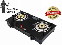 Thermador Toughened ISI Certified 2 Brass Burner Glass Gas Stove (LPG Use Only, Auto Ignition) for Rs.1199 @ Amazon