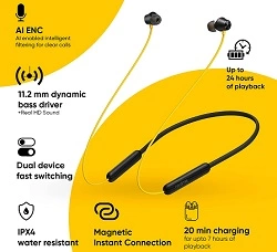 realme Buds Wireless 2S in Ear Earphone with mic, Dual Device Switching & Type C Fast Charge & Up to 24Hrs Playtime for Rs.1299 @ Amazon