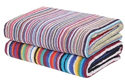 Cloth Fusion 100% Cotton 400 GSM Multistriped Large Size Bath Towels (Set of 2) for Rs.395 @ Amazon