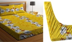 PatwaHouse Premium Elastic Fitted King Size Double Bedsheet with 2 Pillow Cover starts Rs.399 @ Amazon