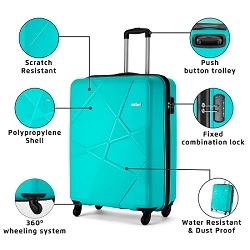 Safari Pentagon Polypropylene 55 cms Hardsided Cabin Luggage, 4 Wheel Trolley Bag