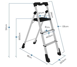 TNT The Next Trend Leda 3-Steps Premium Heavy Duty Foldable Ladder