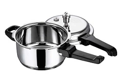 Vinod 18/8 Stainless Steel Regular Outer Lid Pressure Cooker - 3 Litres (Induction and Gas Stove Friendly), ISI and CE certified with 2 Years Warranty
