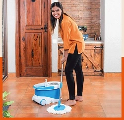 Bathla Ultra Clean Plus – Heavy Duty Microfiber Spin Mop with Large Trolley Wheels for Rs.793 @ Amazon