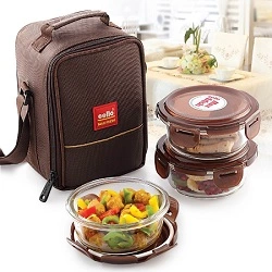 Cello Seal O Fresh Round Borosilicate Microwavable Glass Lunch Box, 350 ml Each, Set of 3 for Rs.699 @ Amazon