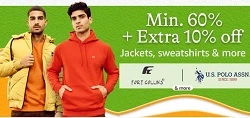 Men’s Clothing – Min 60% off + Extra 10% Off @ Amazon (Limited Period Offer)