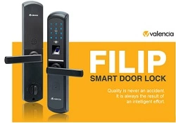 Valencia- Filip Smart Door Lock with Fingerprint, RFID, PIN Access & Manual Key Access (Free Installation)
