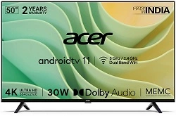 Acer 127 cm (50 inches) I Series 4K Ultra HD Android Smart LED TV for Rs.26999 @ Amazon (with HDFC Credit Card Rs.24249)