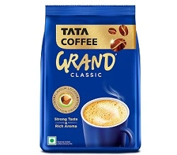 Tata Coffee Grand Classic Instant Coffee | Strong Taste & Rich Aroma | With Flavour Locked Decoction Crystals | 100g Pouch
