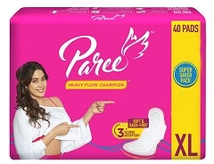 Paree Soft & Rash Free Sanitary Pads for Women| XL- 40 Pads| Quick Absorption| Heavy Flow Champion for Rs.195 @ Amazon