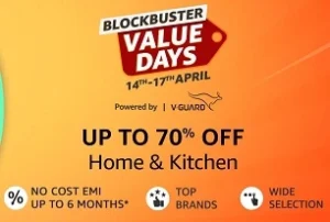Amazon Blockbuster Value Days: Up to 70% off on Home & Kitchen products + 10% extra off with SBI Credit Card EMI