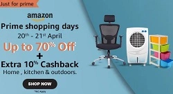 Home & Kitchen: Get 10% Cashback (Maximum Rs.250) on Min Order of Rs.1000 @ Amazon (For Prime Members)