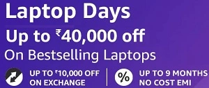 Amazon Blockbuster Deal: Up to Rs.40000 off on Laptops + Rs.1000 off for Prime Members + extra discount with CITI / IDFC / CANARA Bank Cards
